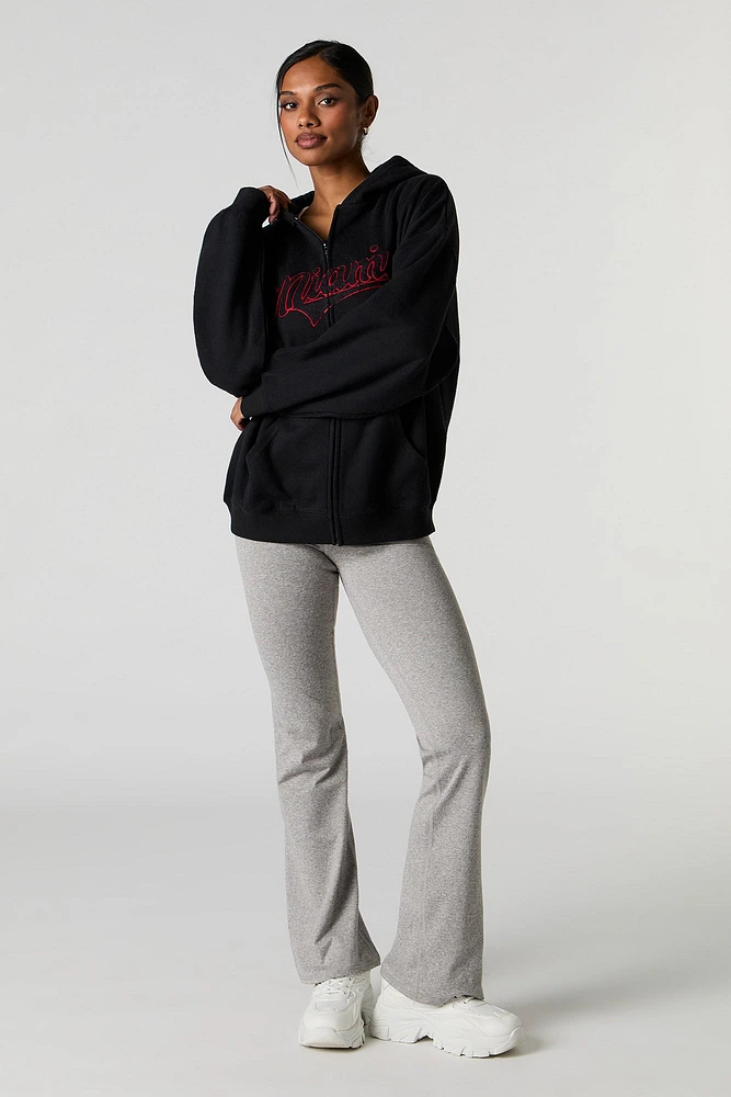 Oversized Embroidered Fleece Zip-Up Hoodie