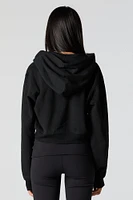 Fleece Cropped Zip-Up Hoodie