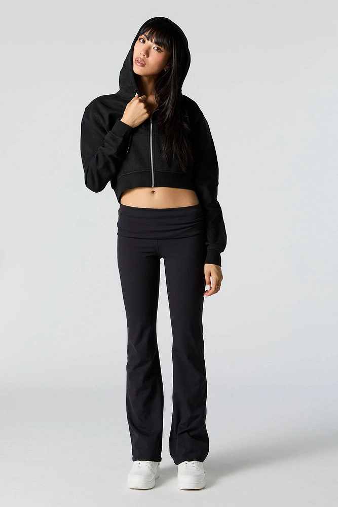 Fleece Cropped Zip-Up Hoodie