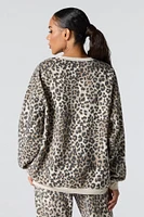 Oversized Cheetah Print Fleece Sweatshirt