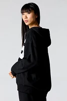 Number Graphic Zip-Up Fleece Hoodie