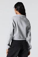 Twill Embroidered Quarter Zip Fleece Sweatshirt