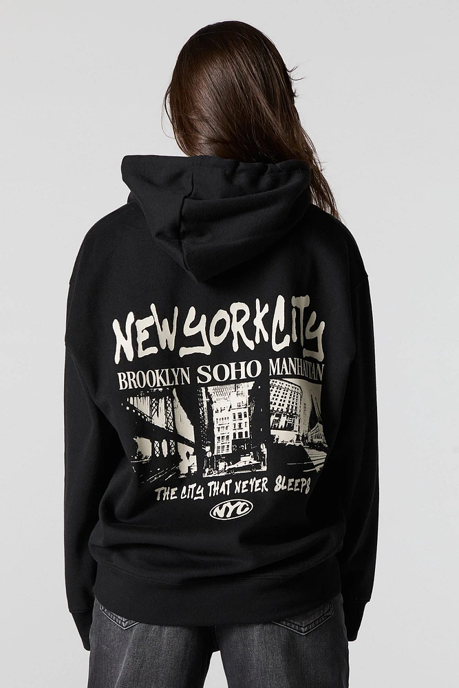 Graphic Fleece Zip-Up Hoodie