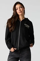 Graphic Fleece Zip-Up Hoodie