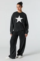 Graphic Washed Crewneck Fleece Sweatshirt