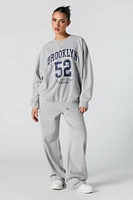 Graphic Washed Crewneck Fleece Sweatshirt