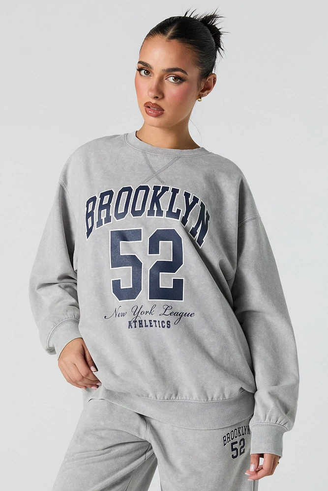 Graphic Washed Crewneck Fleece Sweatshirt