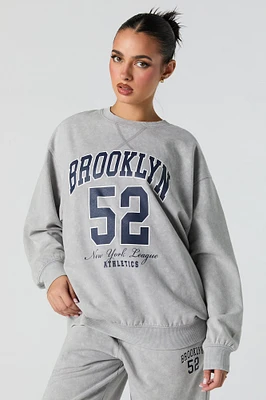 Graphic Washed Crewneck Fleece Sweatshirt