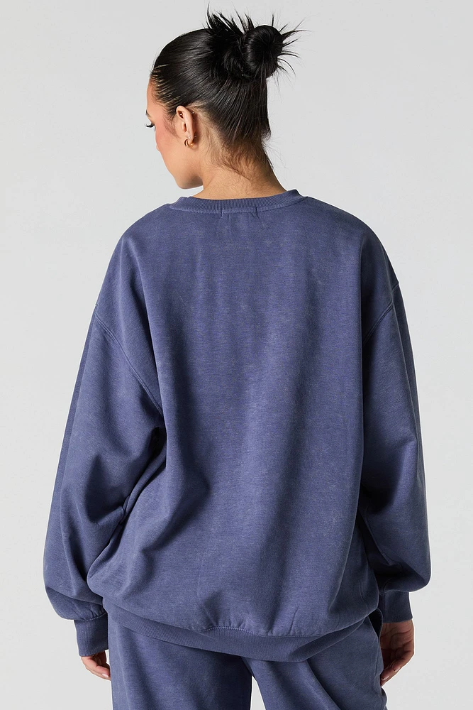 Graphic Washed Crewneck Fleece Sweatshirt