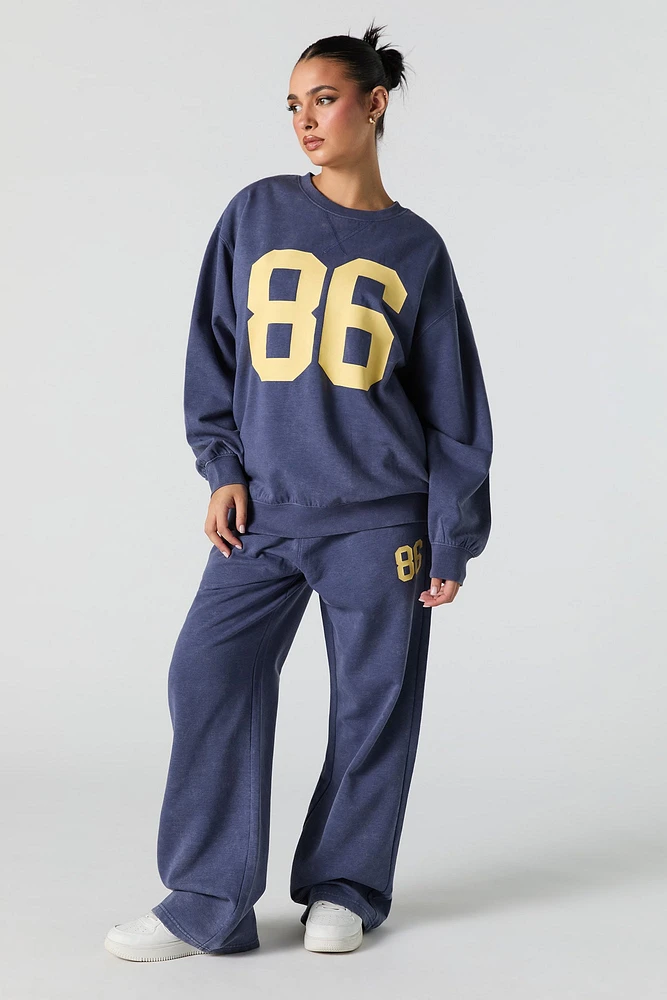 Graphic Washed Crewneck Fleece Sweatshirt