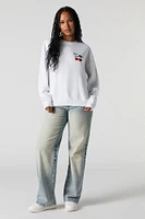 True Love Cherry Embroidered Fleece Sweatshirt