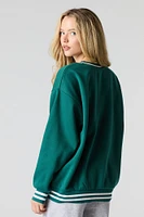 Oversized City Twill Embroidered Fleece Sweatshirt