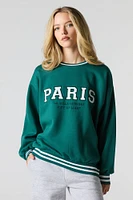 Oversized City Twill Embroidered Fleece Sweatshirt