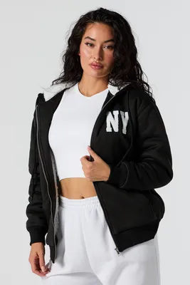 NY Chenille Embroidered Zip-Up Hoodie