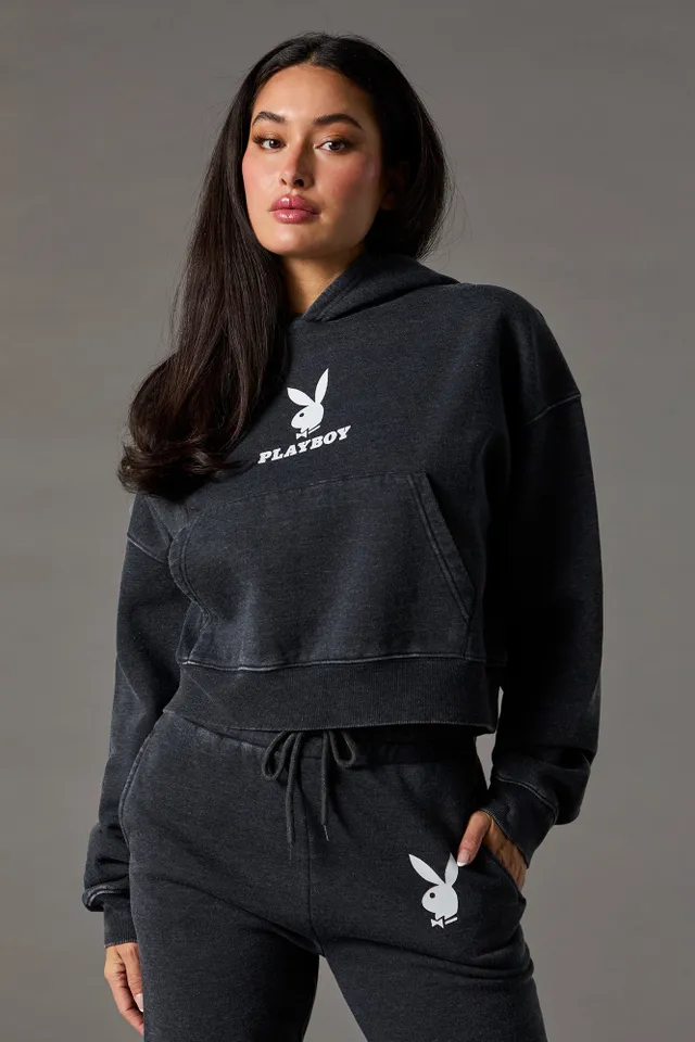 Stitches Playboy Bunny Graphic Washed Hoodie