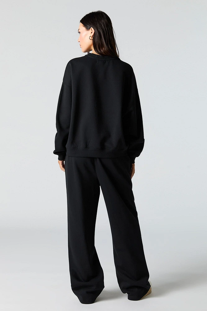 Embroidered Destination Wide Leg Sweatpant