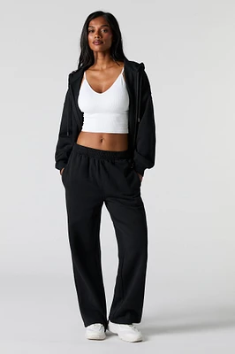 Solid Fleece Wide Leg Sweatpant