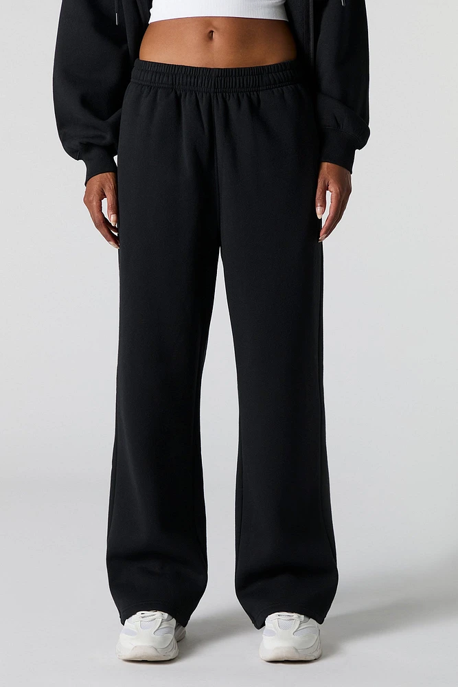 Solid Fleece Wide Leg Sweatpant