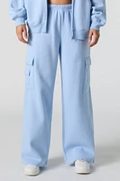 Solid Fleece Wide Leg Cargo Sweatpant