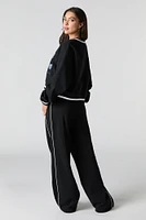 Side Piped Wide Leg Fleece Sweatpant