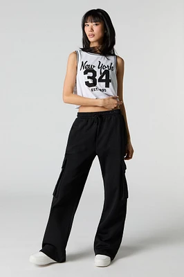 Fleece Wide Leg Cargo Sweatpant