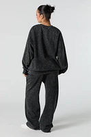 Graphic Washed Wide Leg Fleece Sweatpant
