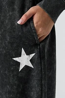 Graphic Washed Wide Leg Fleece Sweatpant