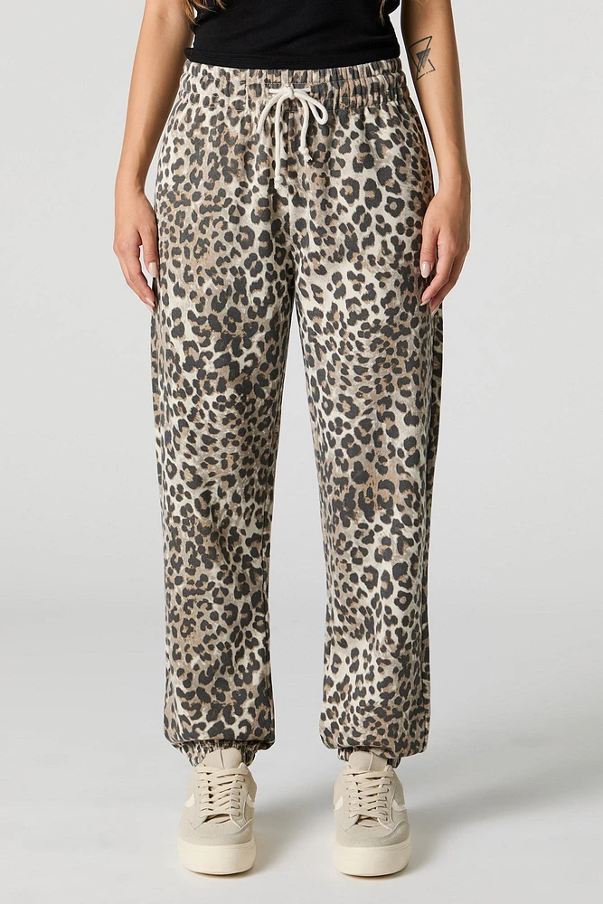 Cheetah Print High Rise Fleece Jogger