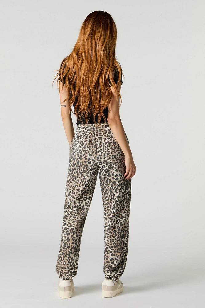 Cheetah Print High Rise Fleece Jogger