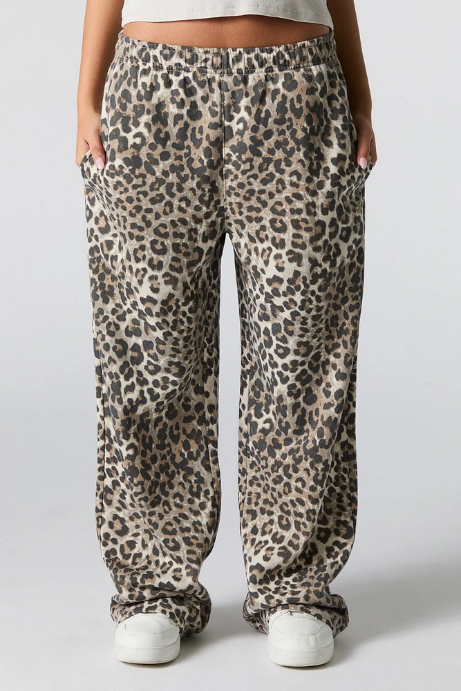 Pantalon d'entraÃ®nement Ã  jambe large en molleton avec motif guÃ©pard