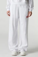 Pantalon d'entraînement de style universitaire à jambe large en molleton