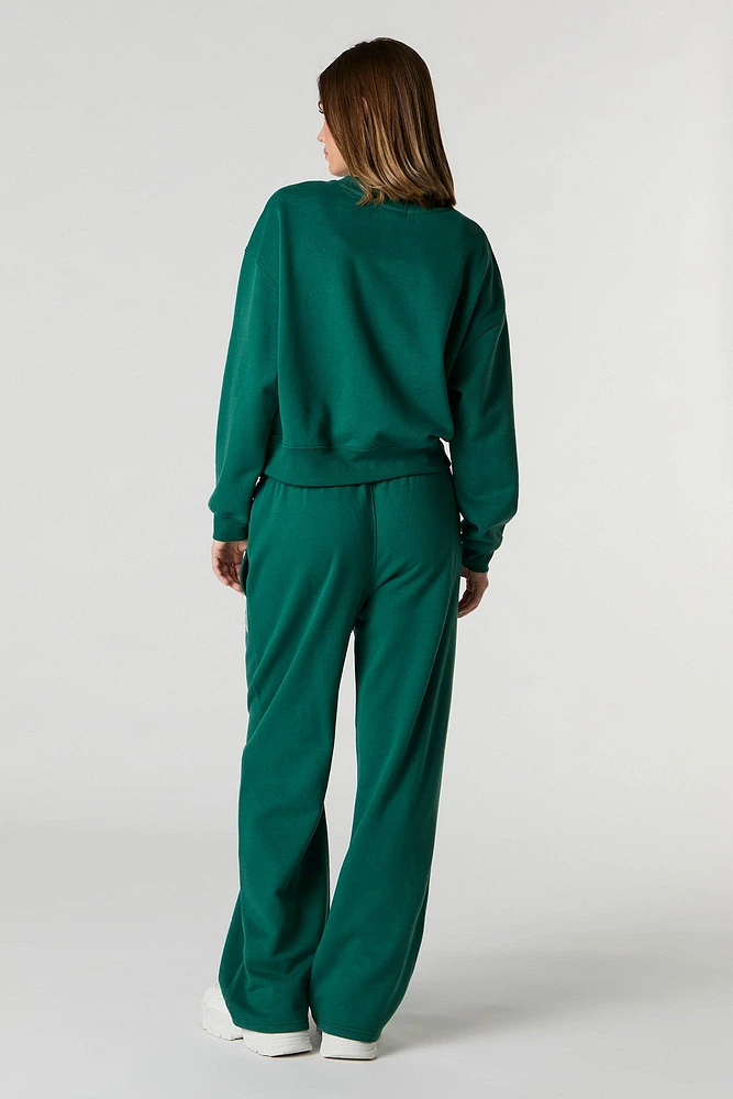 Fleece Varsity Wide Leg Sweatpant