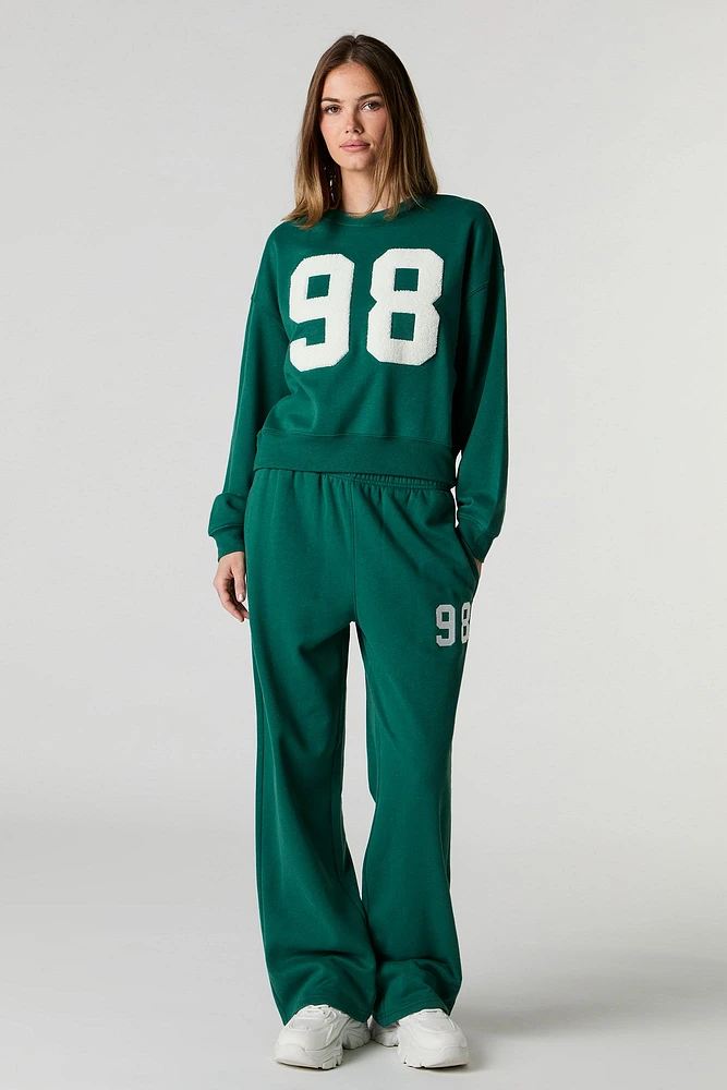 Fleece Varsity Wide Leg Sweatpant