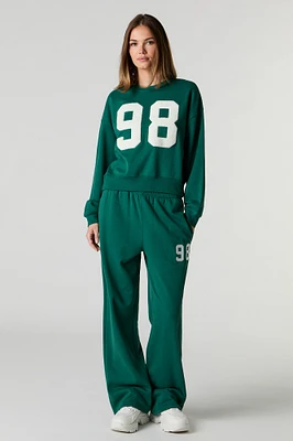 Fleece Varsity Wide Leg Sweatpant