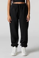 High Rise Solid Fleece Jogger