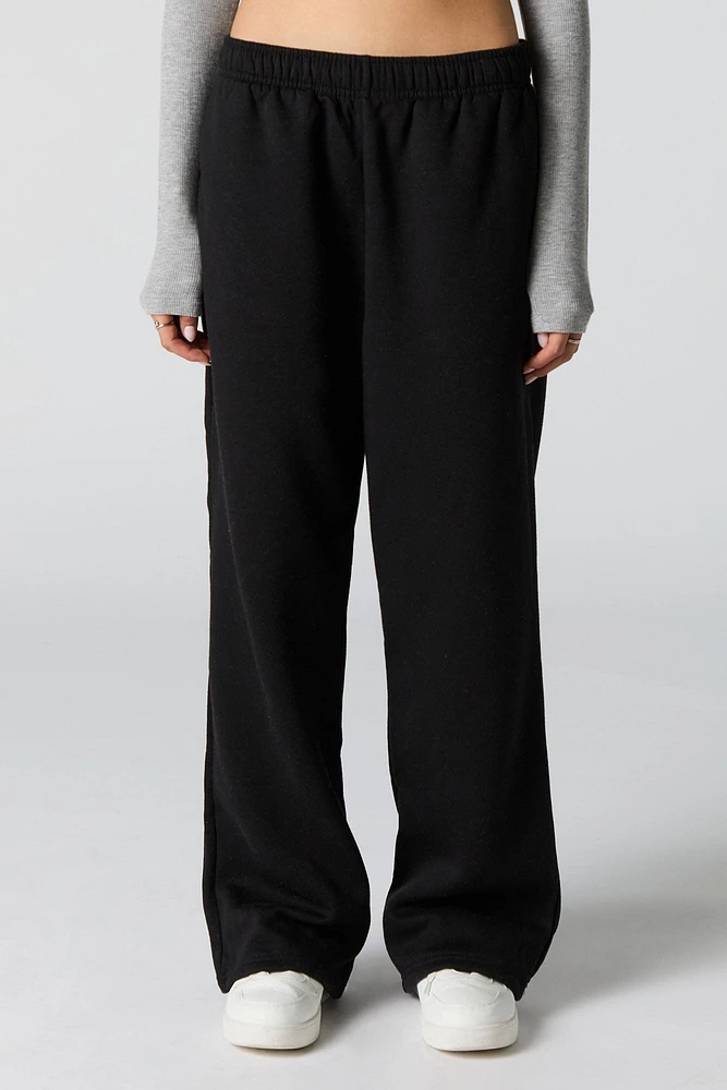 Solid Fleece Wide Leg Sweatpant