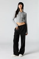 Solid Fleece Wide Leg Sweatpant