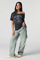 Ford Legends Graphic Washed Off-Shoulder T-Shirt