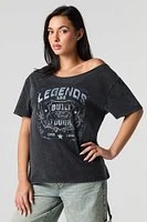 T-shirt délavé à imprimé Ford Legends avec épaules dénudées