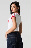 T-shirt Ringer à col en V et imprimé Sporty