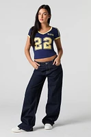Sporty Graphic V-Neck Ringer T-Shirt