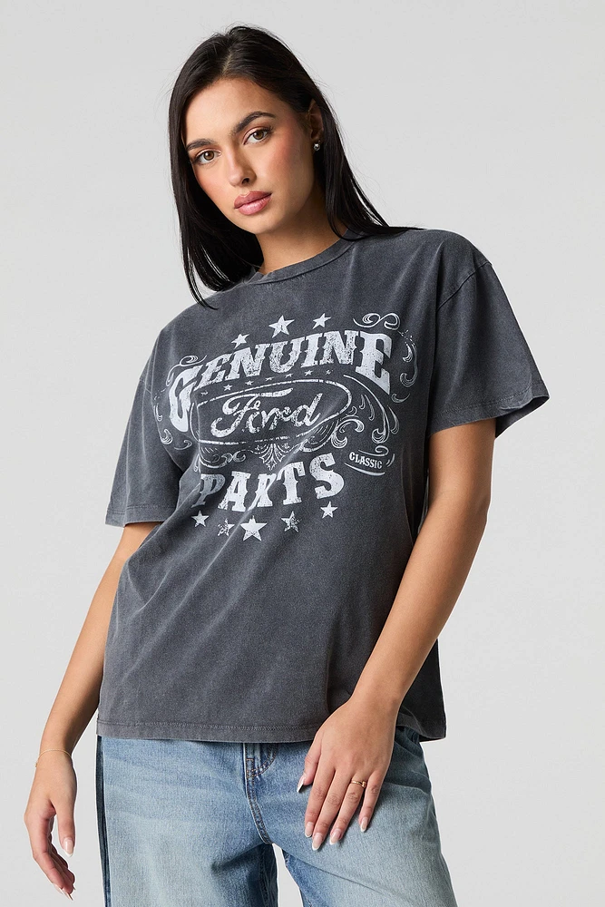 T-shirt de coupe garçonne délavé à imprimé Ford Genuine Parts