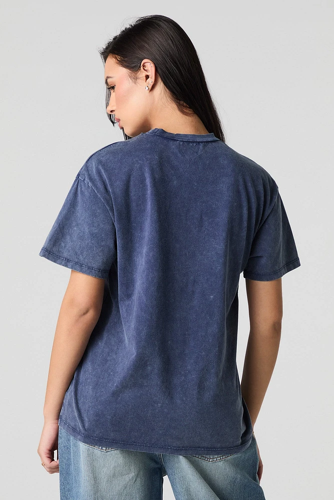 T-shirt de coupe garçonne délavé avec motif brodé Ford