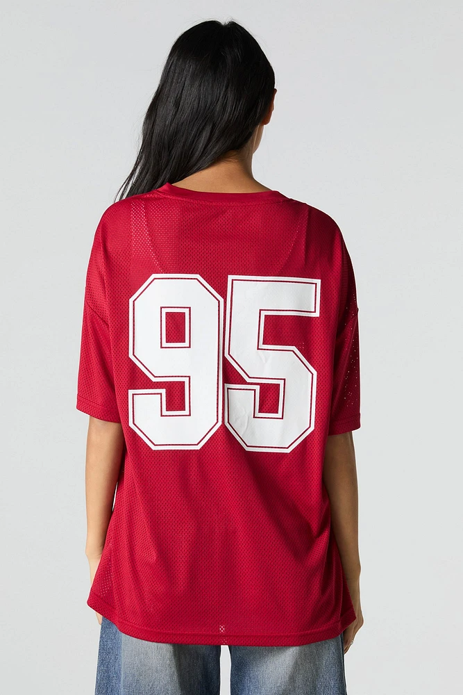 Mesh Sporty Graphic V-Neck Jersey