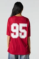 Mesh Sporty Graphic V-Neck Jersey
