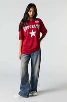 Mesh Sporty Graphic V-Neck Jersey