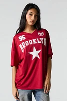 Mesh Sporty Graphic V-Neck Jersey