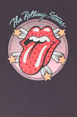 The Rolling Stones Rhinestone Graphic Boyfriend T-Shirt