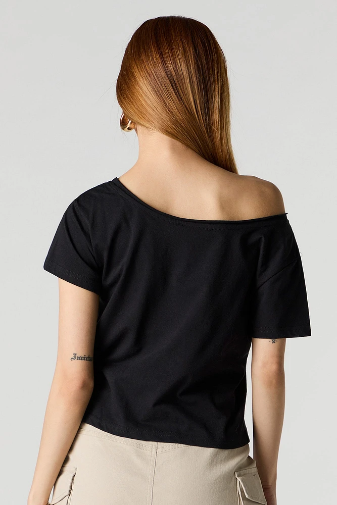 Western Graphic Off Shoulder T-Shirt