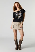 Western Graphic Off Shoulder T-Shirt